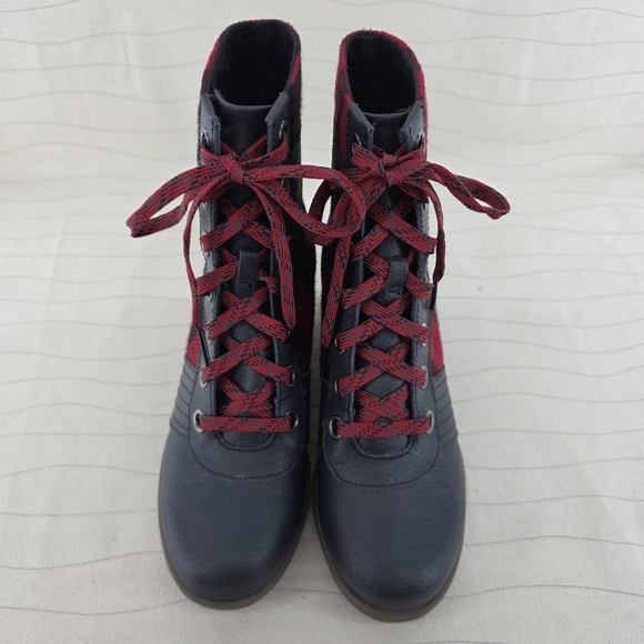 Sorel Youth Girls Lexie Wedge Buffalo Plaid Ankle Booties Boots NY1932-010 Sz 4 - Picture 3 of 11